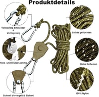 Cveenk 6db 4m Reflektáló Sátorkötél Feszítővel, Zöld Nylon Kempingkötél Ponyvához 3