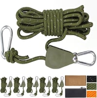Cveenk 6db 4m Reflektáló Sátorkötél Feszítővel, Zöld Nylon Kempingkötél Ponyvához 1
