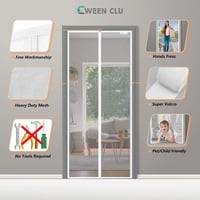 CWEEN CLU Mágneses Szúnyogháló Ajtó 90x210cm Erkélyajtóhoz Fúrás Nélkül Fehér 3