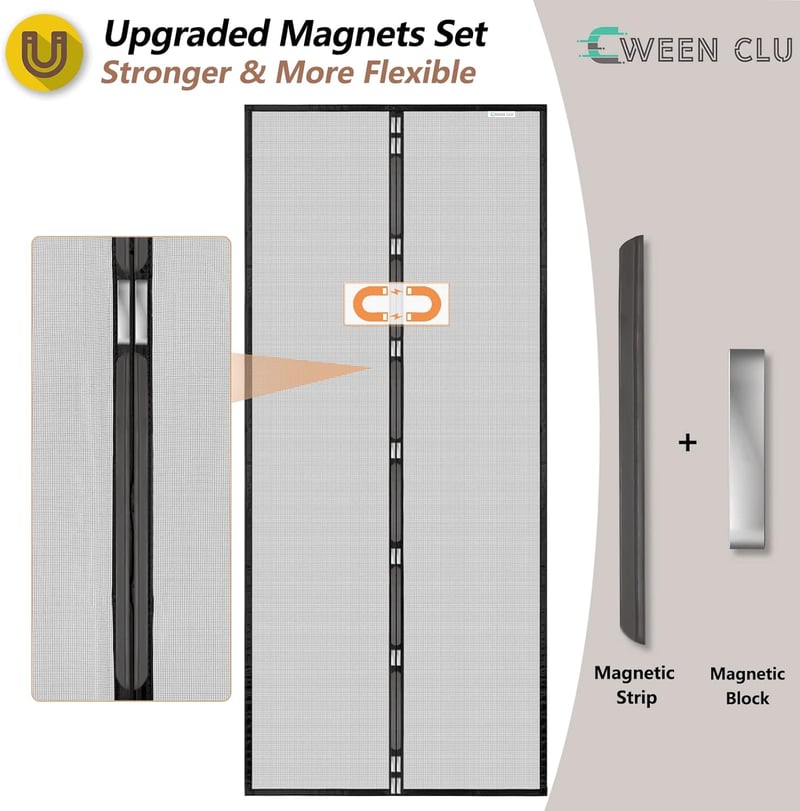 CWEEN CLU Mágneses Szúnyogháló Ajtóra 110x250cm Fúrás Nélkül