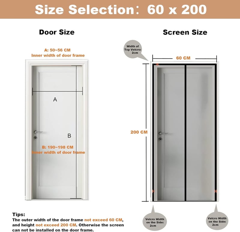 CWEEN CLU Mágneses Szúnyogháló Ajtóra 110x250cm Fúrás Nélkül