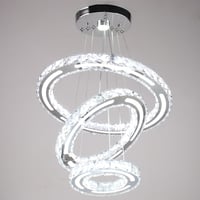 CXGLEAMING Modern LED Kristály Csillár - 3 Gyűrűs Függőlámpa, Állítható Magasság, 52W, 6500K Fehér Fény, Nappali, Étkező, Konyha 3