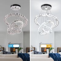 CXGLEAMING Modern LED Kristály Csillár - 3 Gyűrűs Függőlámpa, Állítható Magasság, 52W, 6500K Fehér Fény, Nappali, Étkező, Konyha 9