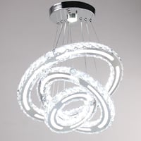 CXGLEAMING Modern LED Kristály Csillár - 3 Gyűrűs Függőlámpa, Állítható Magasság, 52W, 6500K Fehér Fény, Nappali, Étkező, Konyha 4