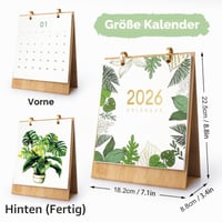 Stolový kalendár CXINLky 2026 s maľovaním podľa čísel, DIY kalendár s motívom zelených rastlín, vrátane stojana, štetcov a akrylových farieb, vhodný ako dekorácia do domácnosti alebo darček 3