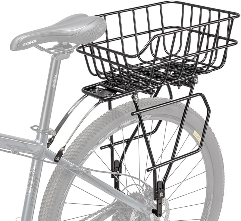 CXWXC Alumínium Kerékpár Csomagtartó Levehető Kosárral és Fényvisszaverővel - 26-29 Colos Kerekekhez, 27 kg Teherbírás, MTB és Országúti Bic