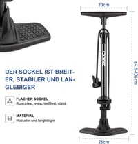 CXWXC Fekete álló kerékpár pumpa LCD kijelzővel, 140 PSI 9,65 bar, Presta és Schrader, kerékpár motorkerékpár autó 5