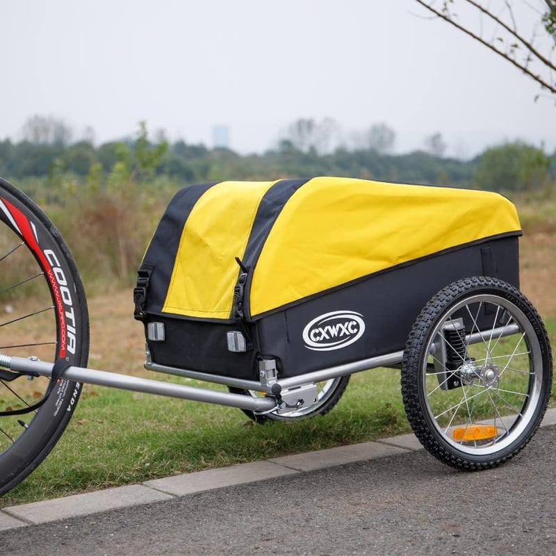 CXWXC Kerékpár Utánfutó 120L Terhelhetőség 40kg Összecsukható Szállító Pótkocsi - Yellow