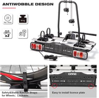 Suport bicicletă pentru cârlig de remorcare CXWXC, pentru biciclete electrice și convenționale, 2 biciclete, eliberare rapidă, adaptor 13-7 pini, universal, aerodinamic 3
