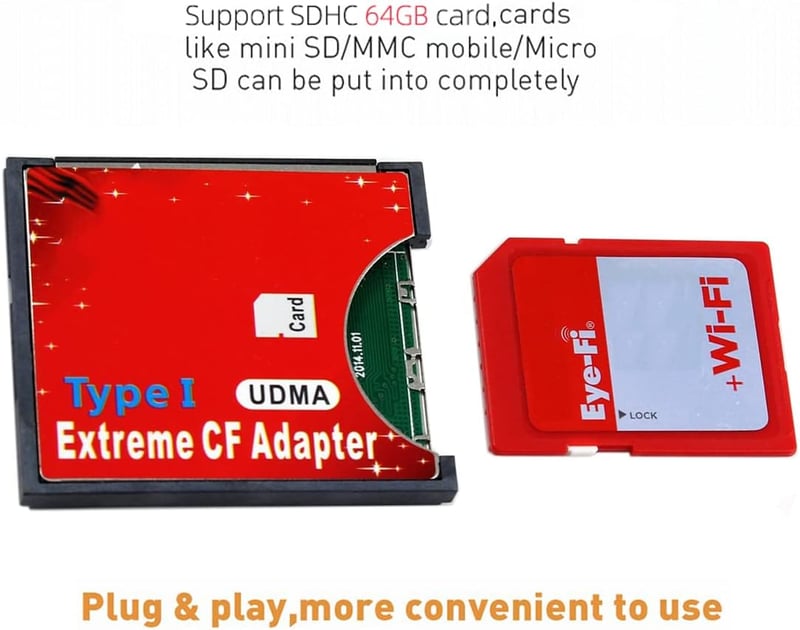 CY Dual Slot MicroSD TF Compact Flash CF Adapter Nikon Canon Kamerához - red