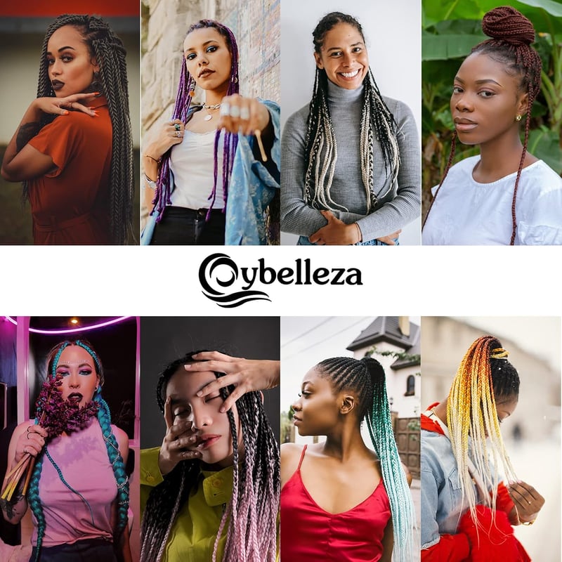 Cybelleza 24 hüvelykes Jumbo fonott hajhosszabbítás - 3 csomag szintetikus Kanekalon haj afro box fonáshoz - Fekete, bordó, piros
