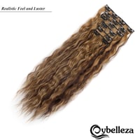 Cybelleza 50 cm Csatos Hajhosszabbítás - 6 Tincses Hullámos Műhaj Középbarna és Sötétszőke Színben - Természetes Hatású Dúsító 4
