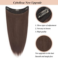 Cybelleza 50 cm-es Egyenes Hajhosszabbítás Láthatatlan Drótos Rögzítéssel - Gesztenyebarna Műhaj Tincs Nőknek 2