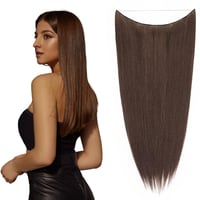 Cybelleza 50 cm-es Egyenes Hajhosszabbítás Láthatatlan Drótos Rögzítéssel - Gesztenyebarna Műhaj Tincs Nőknek 1