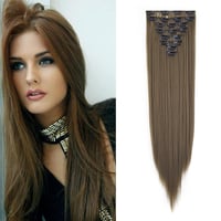 Cybelleza 8 részes csatos hajhosszabbítás - 60 cm egyenes műhaj, aranybarna színben - Természetes hatású dúsítás nőknek 1