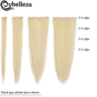 Cybelleza Csatos Hajhosszabbítás - 60 cm Egyenes Műhaj, 8 Részes Dús Hatású Póthaj Szett Világosszőke Színben Nőknek 2