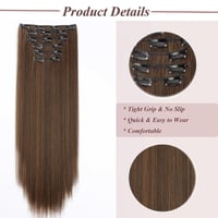 Cybelleza Csatos Hajhosszabbítás - 65 cm Egyenes Műhaj, 6 Részes Szett, Sötétbarna-Vörösesbarna Keverék, Természetes Hatású Hajdúsító 5