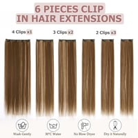 Cybelleza Csatos Hajhosszabbítás - 65 cm Egyenes Műhaj Tincsek Világosbarna - 6 Részes Hajdúsító Póthaj Nőknek 2