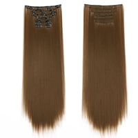 Cybelleza Csatos Hajhosszabbítás - 65 cm Egyenes Műhaj Tincsek Világosbarna - 6 Részes Hajdúsító Póthaj Nőknek 3
