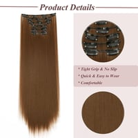 Cybelleza Csatos Hajhosszabbítás - 65 cm Egyenes Műhaj Tincsek Világosbarna - 6 Részes Hajdúsító Póthaj Nőknek 5