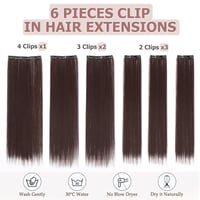 Cybelleza Csatos Hajhosszabbítás - 65 cm Egyenes Műhaj Tincsek, 6 Darabos Szett, Középbarna, Hipoallergén Hajdúsító 2
