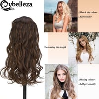Cybelleza Csatos Hajhosszabbítás - 7 Részes Hullámos Póthaj Szett 16 Csattal, 50 cm, Közepes Barna és Világos Vörösesbarna, Természetes Hatá 3