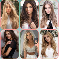 Cybelleza Csatos Hajhosszabbítás - 7 Részes Hullámos Póthaj Szett 16 Csattal, 50 cm, Közepes Barna és Világos Vörösesbarna, Természetes Hatá 7