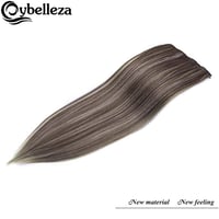 Cybelleza Csatos Hajhosszabbítás - 8 részes Egyenes Műhaj Szett 60 cm, Világosbarna és Szőke, Hajdúsító, Természetes Hatású 4