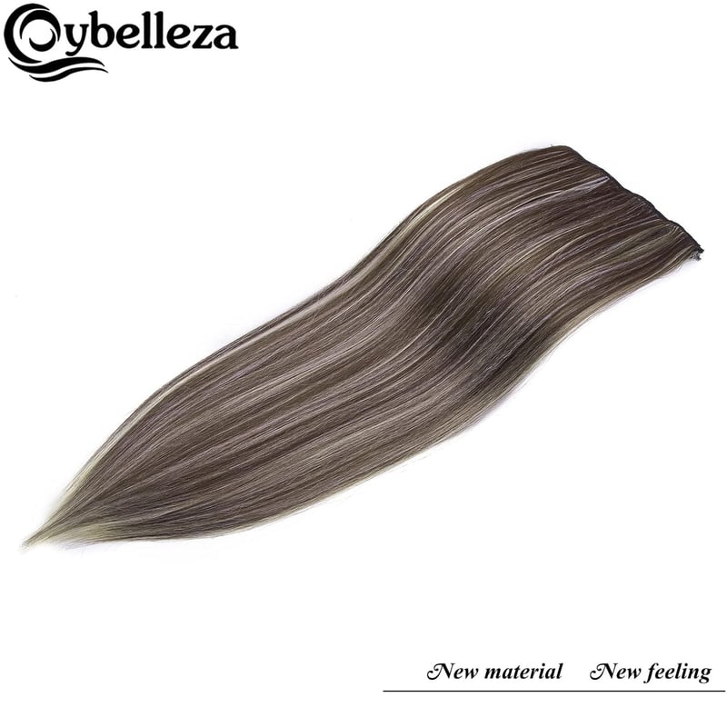 Cybelleza Csatos Hajhosszabbítás - 8 részes Egyenes Műhaj Szett 60 cm, Világosbarna és Szőke, Hajdúsító, Természetes Hatású