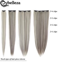 Cybelleza Csatos Hajhosszabbítás - 8 részes Egyenes Műhaj Szett 60 cm, Világosbarna és Szőke, Hajdúsító, Természetes Hatású 5