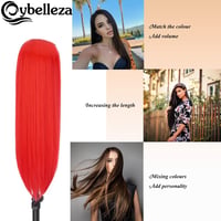 Cybelleza Csatos Hajhosszabbítás - 8 Részes Egyenes Műhaj Szett, 60 cm, Piros - Természetes Hatású Hajdúsító Tincspótlás Nőknek 3