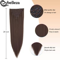 Cybelleza Csatos Hajhosszabbítás - 8 Részes Egyenes Műhaj Szett Nőknek, 60 cm, Világosbarna, Hajdúsító Póthaj 2