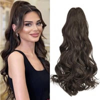 Cybelleza Csatos Lófarok Hajhosszabbítás - 45 cm Hullámos Fonott Póthaj Középbarna Színben, Természetes Hatású Műhaj Kontyhoz 1