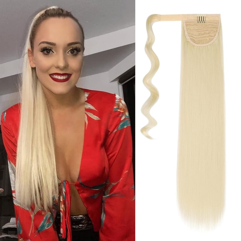 Cybelleza Csatos Lófarok Póthaj - 55 cm Egyenes Hajhosszabbítás, 100g Műhaj Copf, Világosszőke Hajdúsító Nőknek