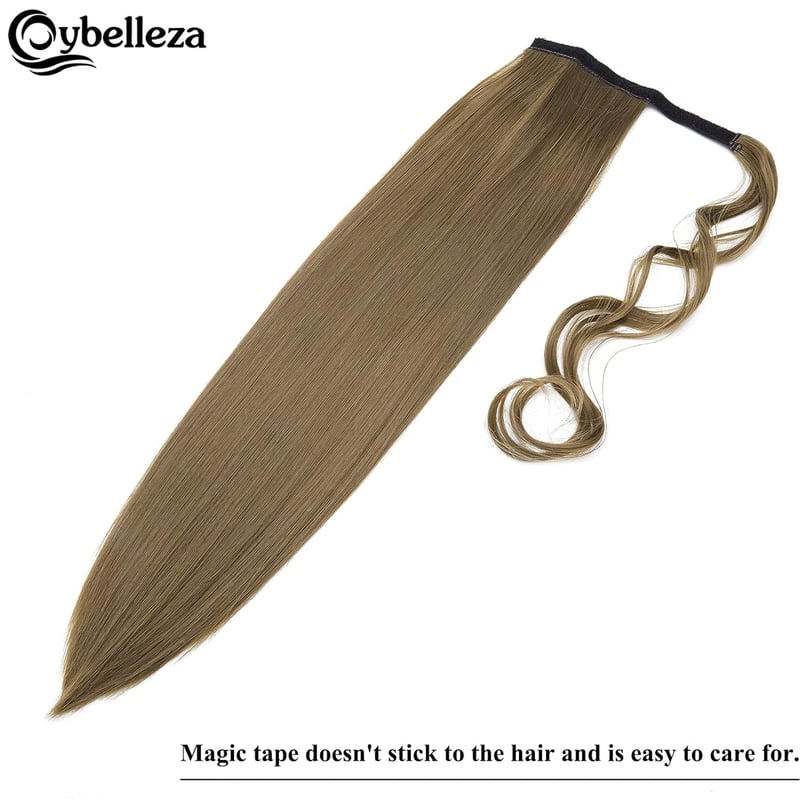 Cybelleza Csatos Lófarok Póthaj - 60 cm Egyenes Hajhosszabbítás, 125g, Aranybarna, Hipoallergén, Tartós Hajsűrítés Nőknek