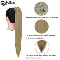 Cybelleza Csatos Lófarok Póthaj - 60 cm Egyenes Hajhosszabbítás Natúr Szőke, 125g, Hajdúsító Copf Nőknek, Hipoallergén 2