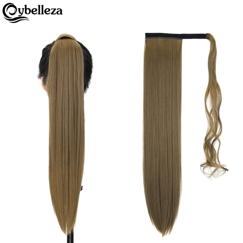 Cybelleza Csatos Lófarok Póthaj - 60 cm Egyenes Hajhosszabbítás, 125g, Aranybarna, Hipoallergén, Tartós Hajsűrítés Nőknek