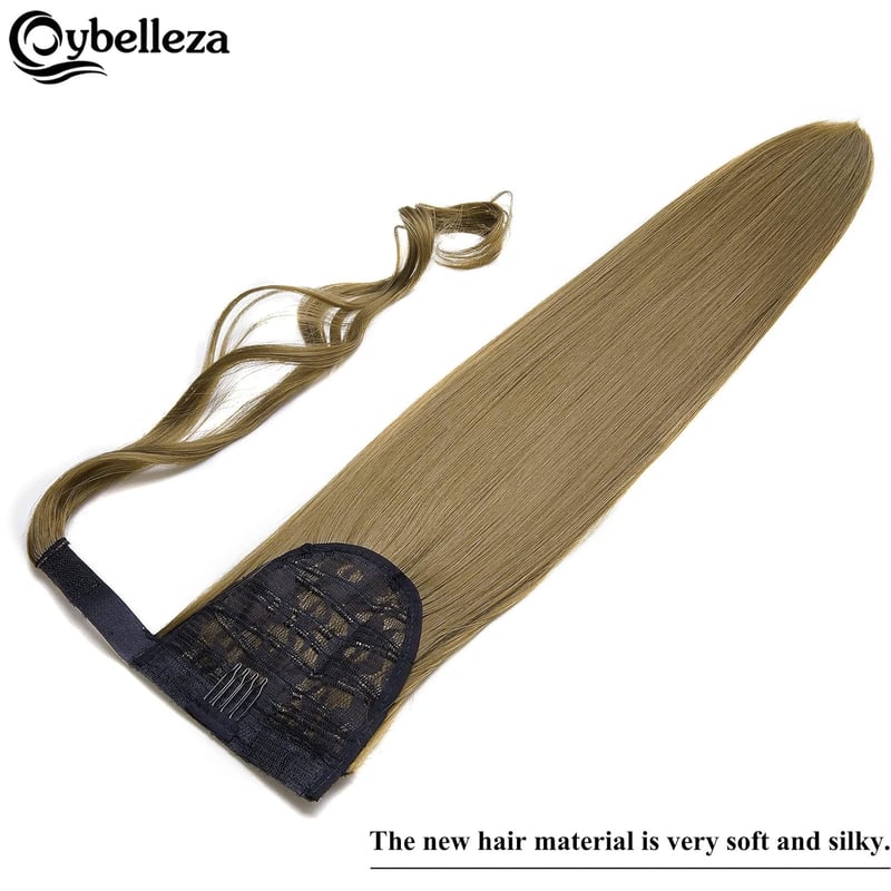Cybelleza Csatos Lófarok Póthaj - 60 cm Egyenes Hajhosszabbítás, 125g, Aranybarna, Hipoallergén, Tartós Hajsűrítés Nőknek