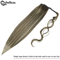 Cybelleza Csatos Lófarok Póthaj - 60 cm Egyenes Hajhosszabbítás, 125g Hamuszőke és Sötétszőke Színben, Hipoallergén Hajsűrítés Nőknek 5