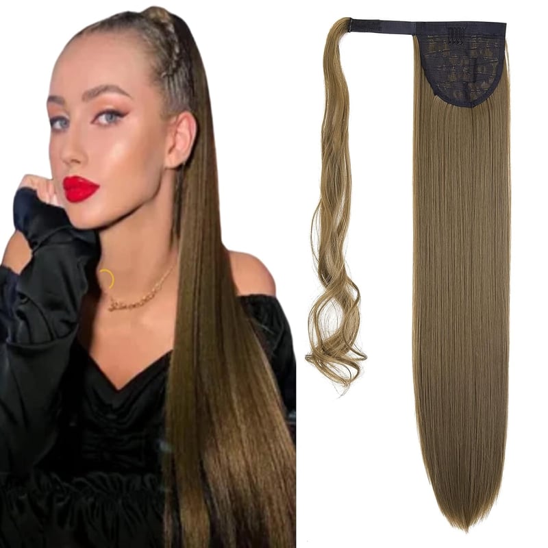 Cybelleza Csatos Lófarok Póthaj - 60 cm Egyenes Hajhosszabbítás, 125g, Aranybarna, Hipoallergén, Tartós Hajsűrítés Nőknek