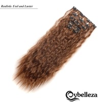 Cybelleza Csatos Műhaj Hosszabbítás - 6 Részes Hullámos Póthaj Szett 50 cm, Sötétbarna és Vörösesbarna, Selymes Szintetikus Hajdúsító 4