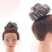 Cybelleza Hajkonty Scrunchie - 35g Hullámos Műhaj Gumival, Kontyhoz és Feltűzött Frizurákhoz, Sötétbarna és Szőke Színben 6