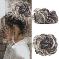 Cybelleza Hajkonty Scrunchie - 35g Hullámos Műhaj Gumival, Kontyhoz és Feltűzött Frizurákhoz, Sötétbarna és Szőke Színben 1