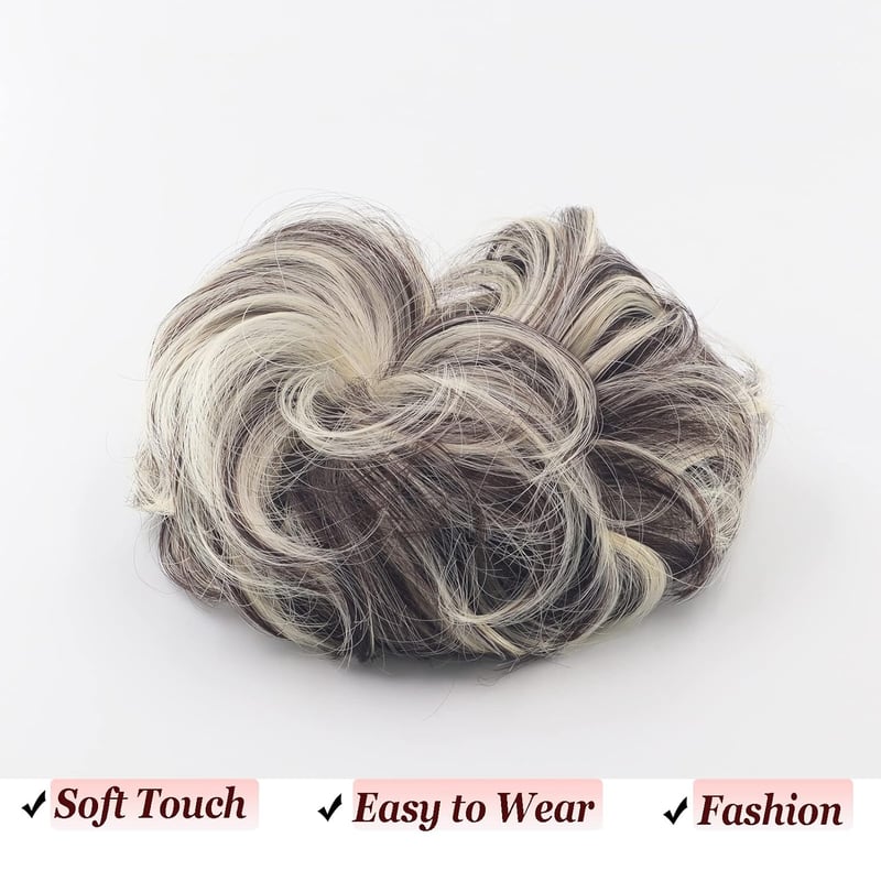 Cybelleza Hajkonty Scrunchie - 35g Hullámos Műhaj Gumival, Kontyhoz és Feltűzött Frizurákhoz, Sötétbarna és Szőke Színben