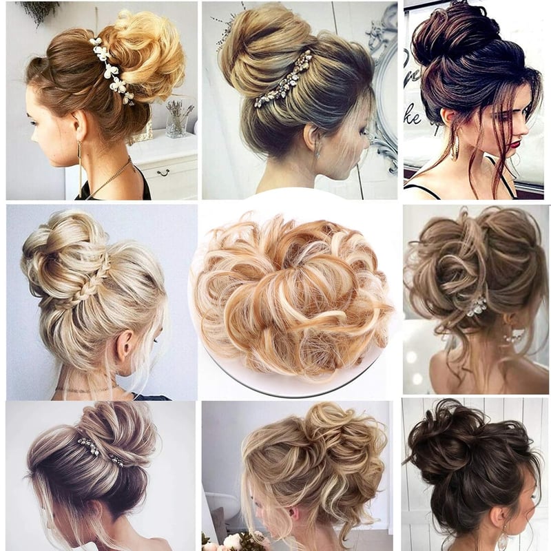 Cybelleza Hajkonty Scrunchie - 35g Hullámos Műhaj Gumival, Kontyhoz és Feltűzött Frizurákhoz - Barna és Szőke Színben