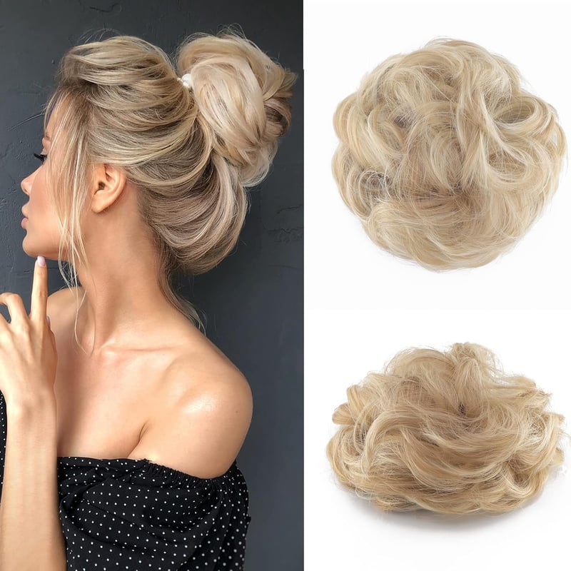 Cybelleza Hajkonty Scrunchie - Hullámos Műhaj Lófarok 35g Hamvas Barna & Szőke - Kontyrakó Hajgumi Feltűzött Frizurákhoz