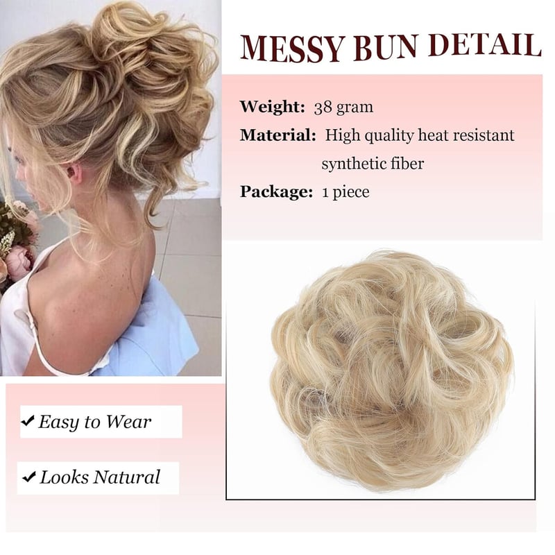 Cybelleza Hajkonty Scrunchie - Hullámos Műhaj Lófarok 35g Hamvas Barna & Szőke - Kontyrakó Hajgumi Feltűzött Frizurákhoz