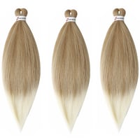 Cybelleza Pre-stretched vpletané predlžovacie vlasy 26 palcov, 3 balenia, EZ Crochet Twist Yaki syntetické vlasy, tmavá blond a platinová blond 3