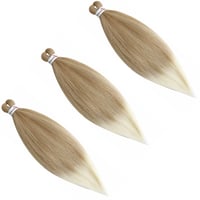 Cybelleza Pre-stretched vpletané predlžovacie vlasy 26 palcov, 3 balenia, EZ Crochet Twist Yaki syntetické vlasy, tmavá blond a platinová blond 4