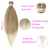 Cybelleza Pre-stretched vpletané predlžovacie vlasy 26 palcov, 3 balenia, EZ Crochet Twist Yaki syntetické vlasy, tmavá blond a platinová blond 2